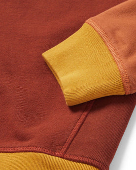 material shot of the ribbed cuffs on The Fillmore Crew in Campfire Colorblock, Knits by Taylor Stitch