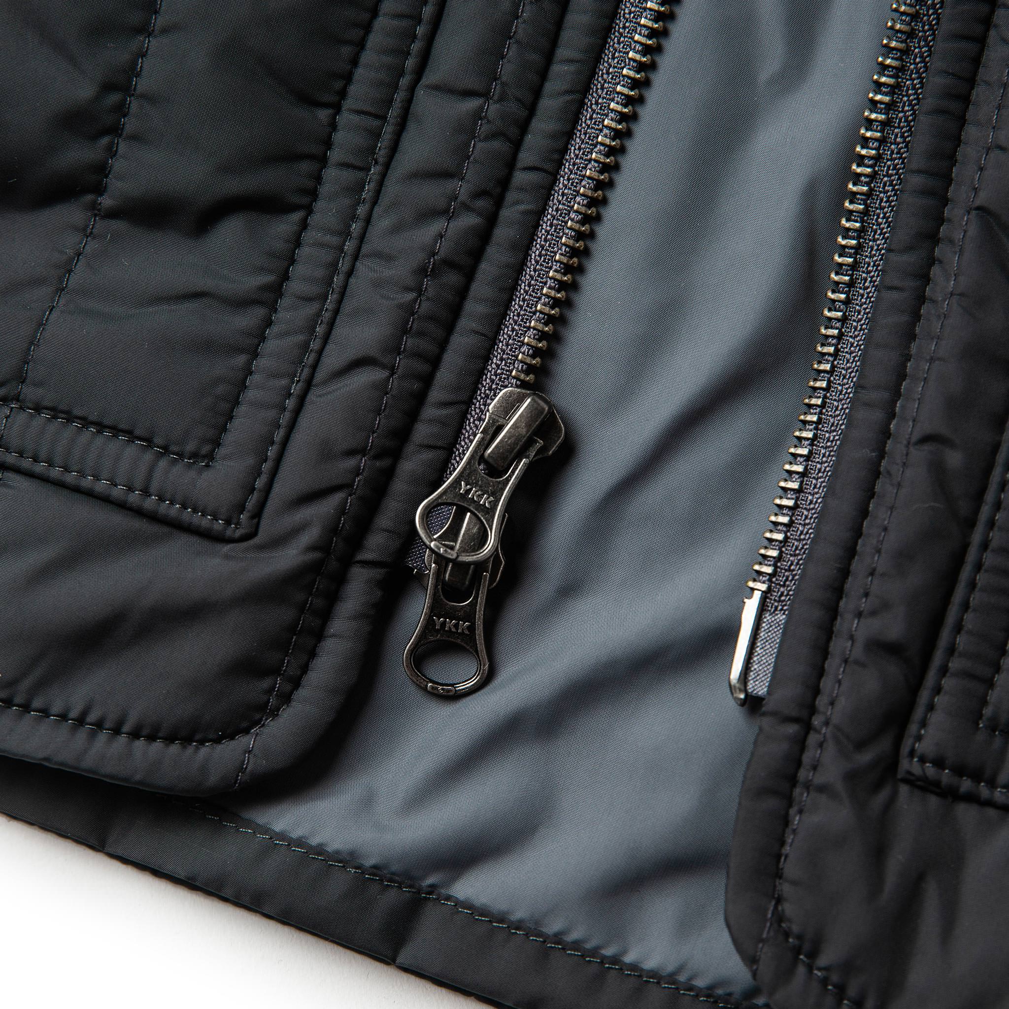 material shot of ykk zippers, Outerwear by Taylor Stitch