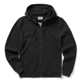 flatlay of The Weekend Hoodie in Coal Double Knit