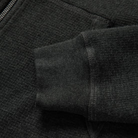 material shot of the cuffs on The Weekend Hoodie in Coal Double Knit