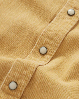 material shot of the buttons on The Western Shirt in Wheat Selvage Denim, Wovens by Taylor Stitch