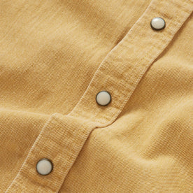 material shot of the buttons on The Western Shirt in Wheat Selvage Denim