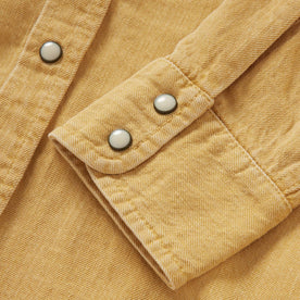 material shot of the cuff of The Western Shirt in Wheat Selvage Denim