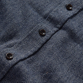 material shot of the buttons on The Jack in Navy Herringbone