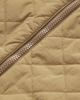 material shot of the YKK zipper on The Vertical Jacket in Khaki, Outerwear by Taylor Stitch