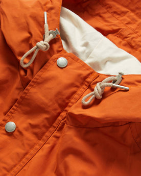material shot of front placket and drawstrings of The Dalton Jacket in Rust, Outerwear by Taylor Stitch