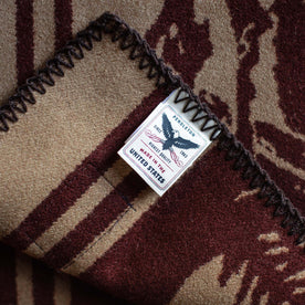 material shot of The Golden State Blanket in Rust's Pendleton tag