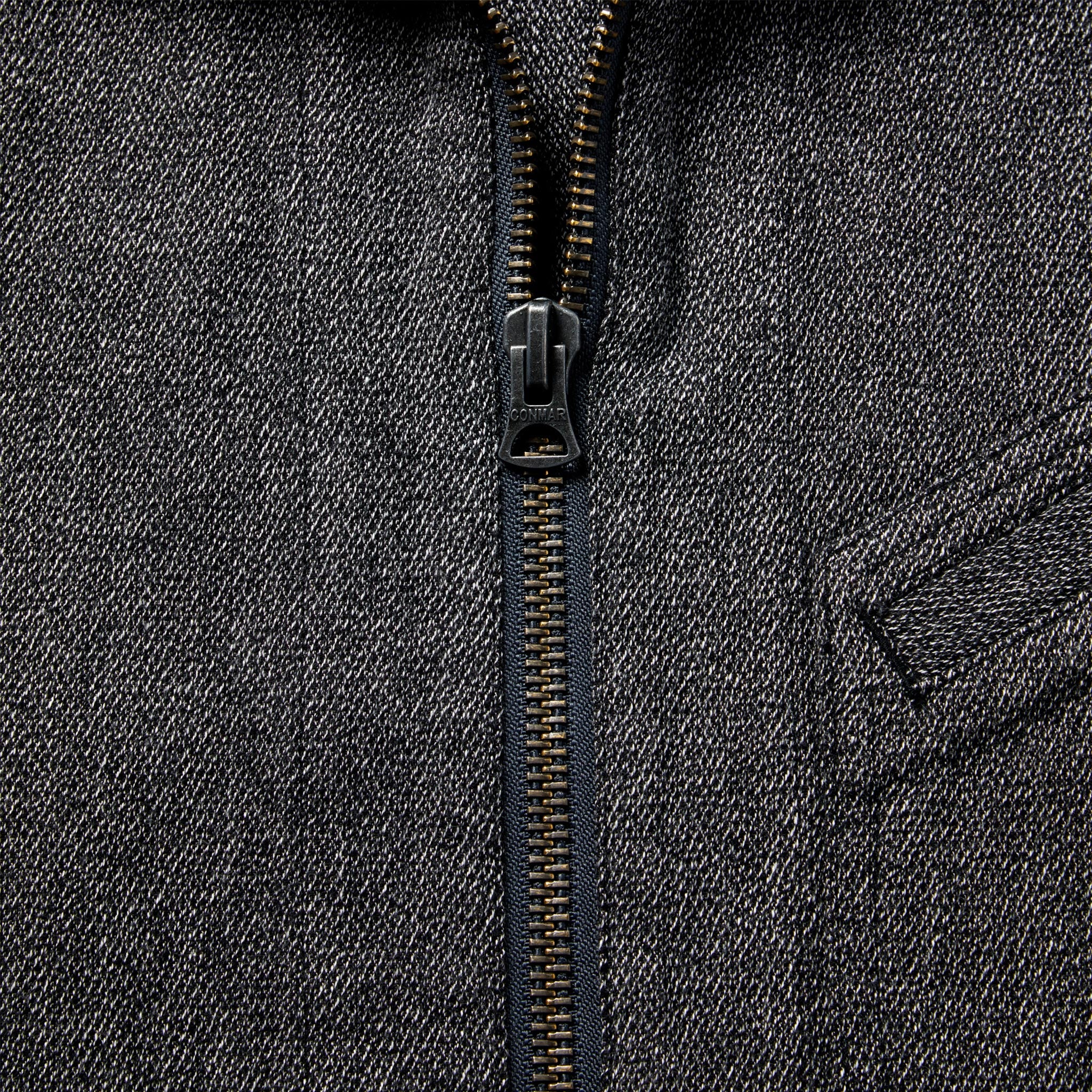 material shot of zipper of The Ignition Jacket in Indigo Salt and Pepper, Outerwear by Taylor Stitch