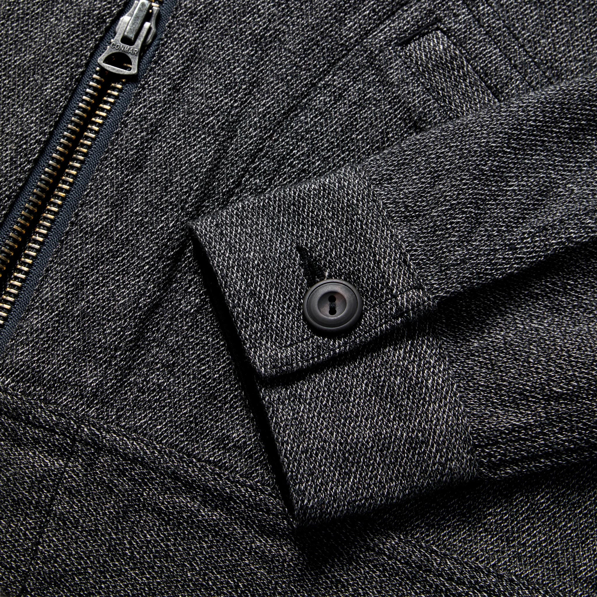 material shot of cuff of The Ignition Jacket in Indigo Salt and Pepper, Outerwear by Taylor Stitch