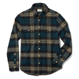 front flatlay of The Ledge Shirt in Deep Sea Plaid
