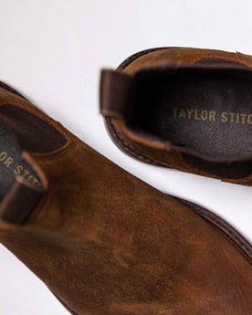 material shot of ts logo inside, Footwear by Taylor Stitch