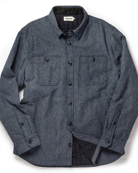 flatlay of The Lined Utility Shirt in Indigo and Slate Twill, Outerwear by Taylor Stitch