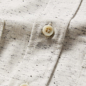 material shot of The Utility Shirt in Japanese Kuroki Natural Nep with close up of placket and button