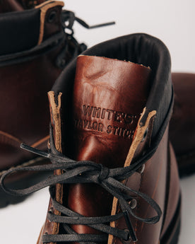 material shot of the leather tongue on The Backcountry Boot in Taylor Stitch Custom