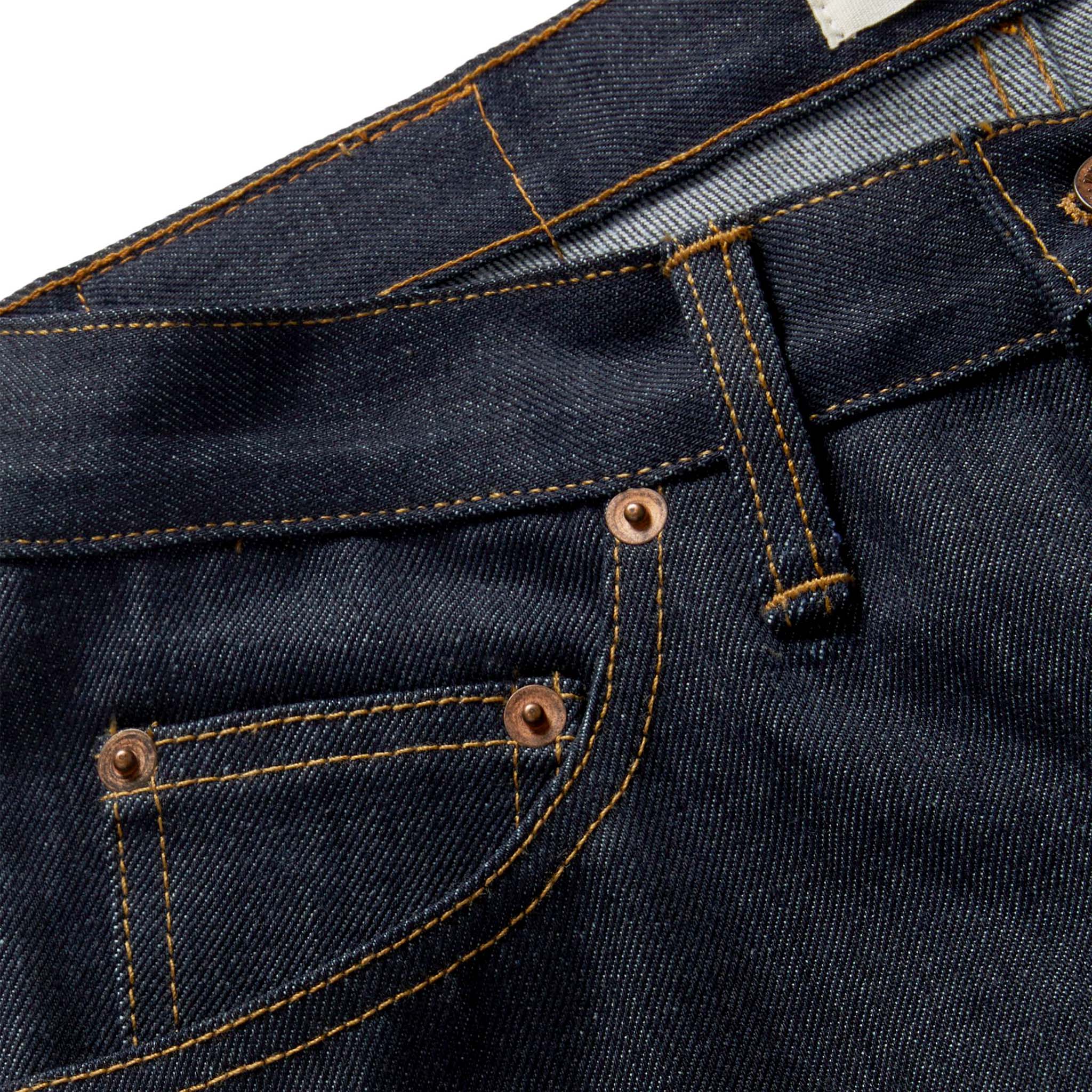 material shot of the fifth pocket on The Slim Jean in Cone Mills Cordura Denim, Bottoms by Taylor Stitch