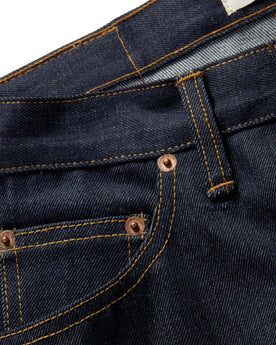material shot of the fifth pocket on The Slim Jean in Cone Mills Cordura Denim, Bottoms by Taylor Stitch