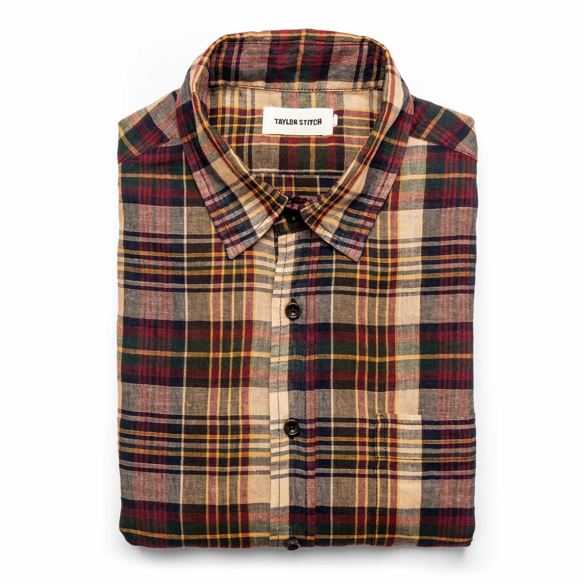 The California in Vintage Navy Madras: Featured Image, Wovens by Taylor Stitch