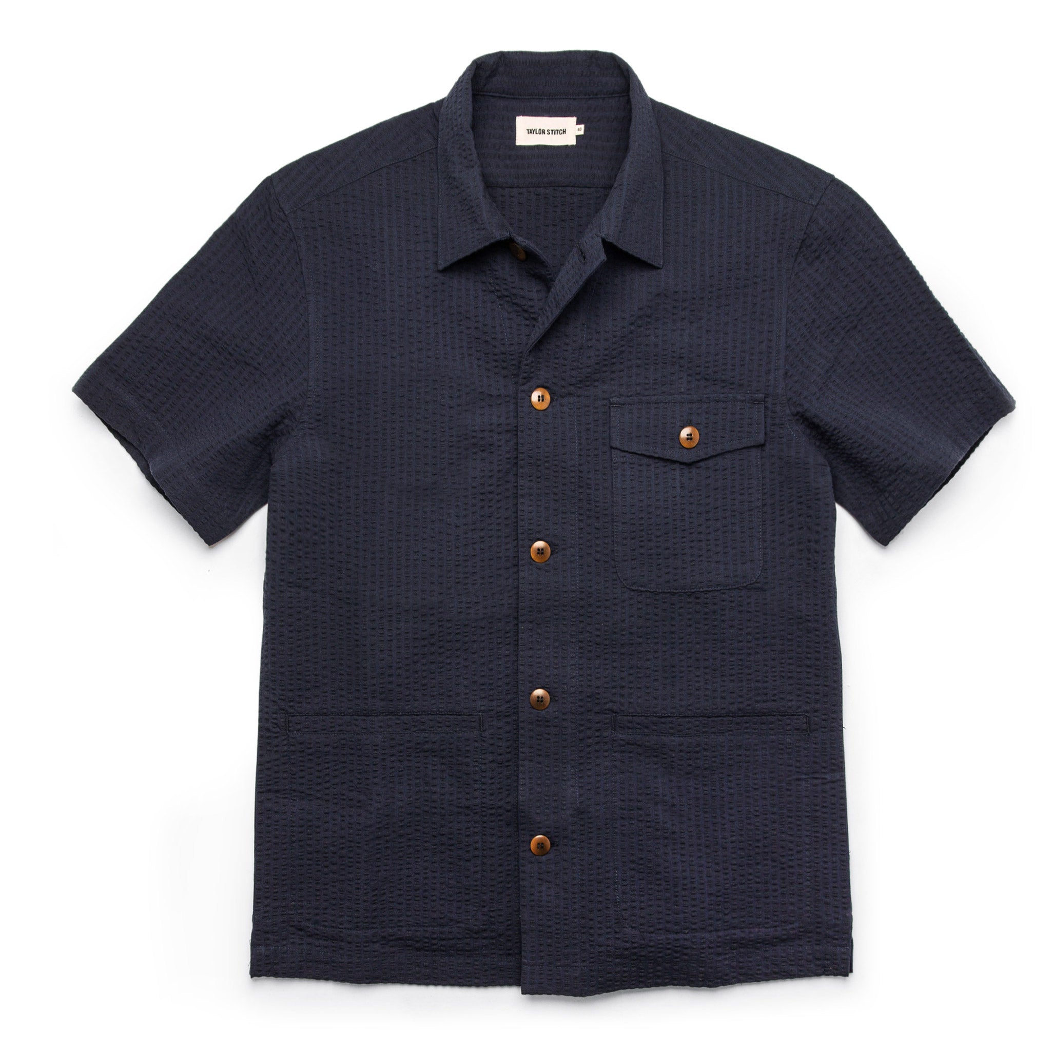The Caravan Shirt in Navy Seersucker: Featured Image, Wovens by Taylor Stitch