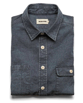 The Moto Utility Shirt in Indigo Pindot: Featured Image, Wovens by Taylor Stitch