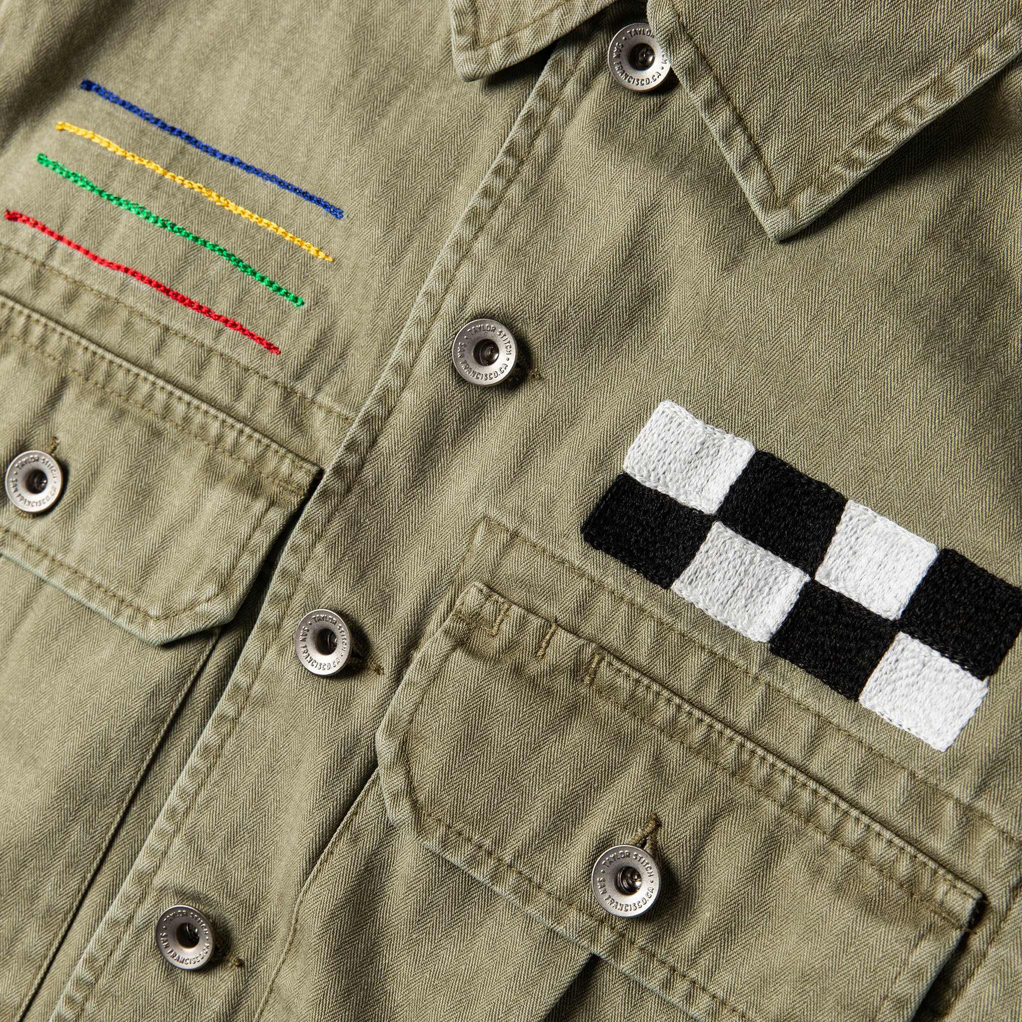 studio material shot of The HBT Jacket by Sam Hart, Outerwear by Taylor Stitch