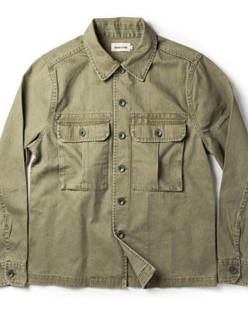flatlay of The HBT Jacket in Washed Olive, Outerwear by Taylor Stitch