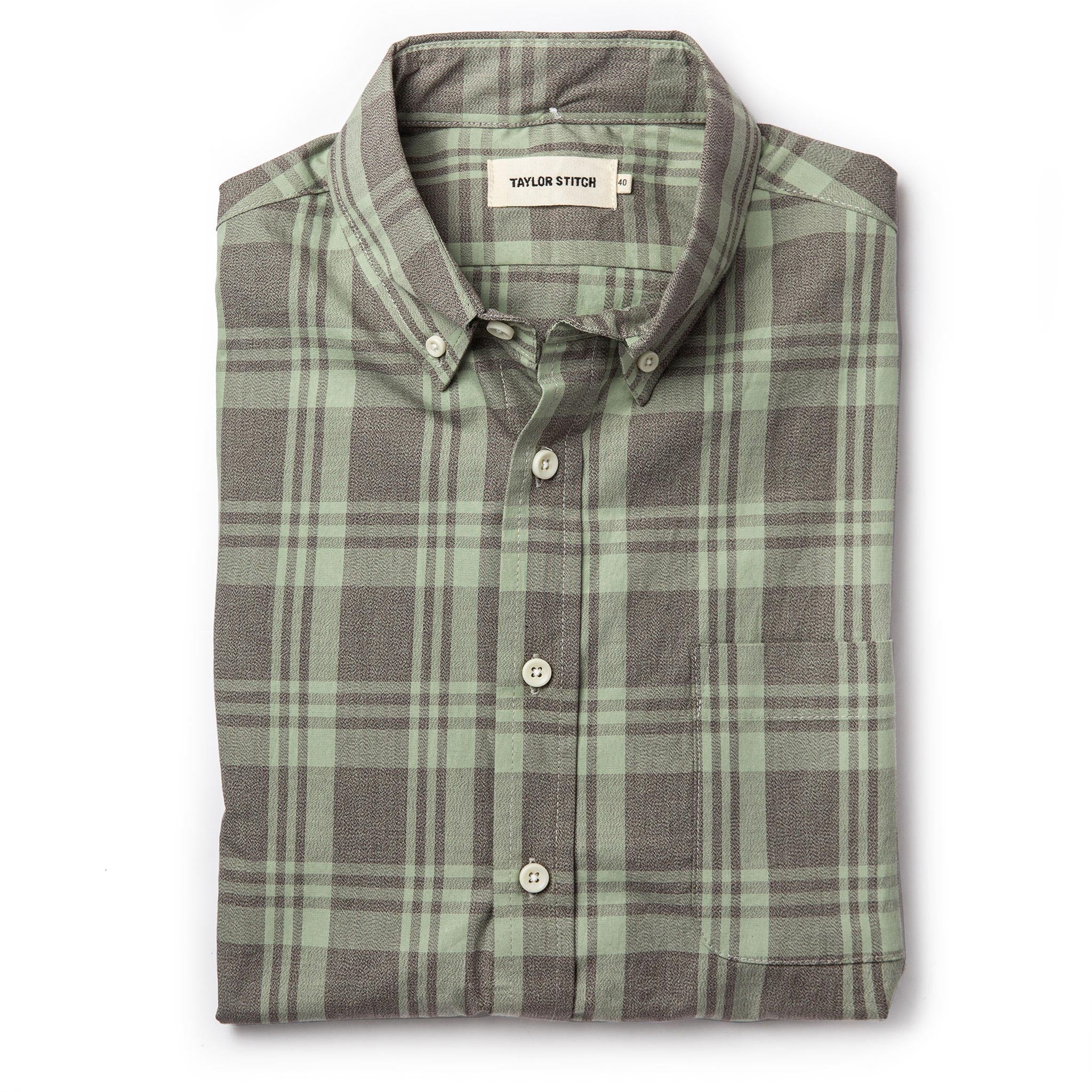 flatlay of The Jack in Moss Plaid, Wovens by Taylor Stitch