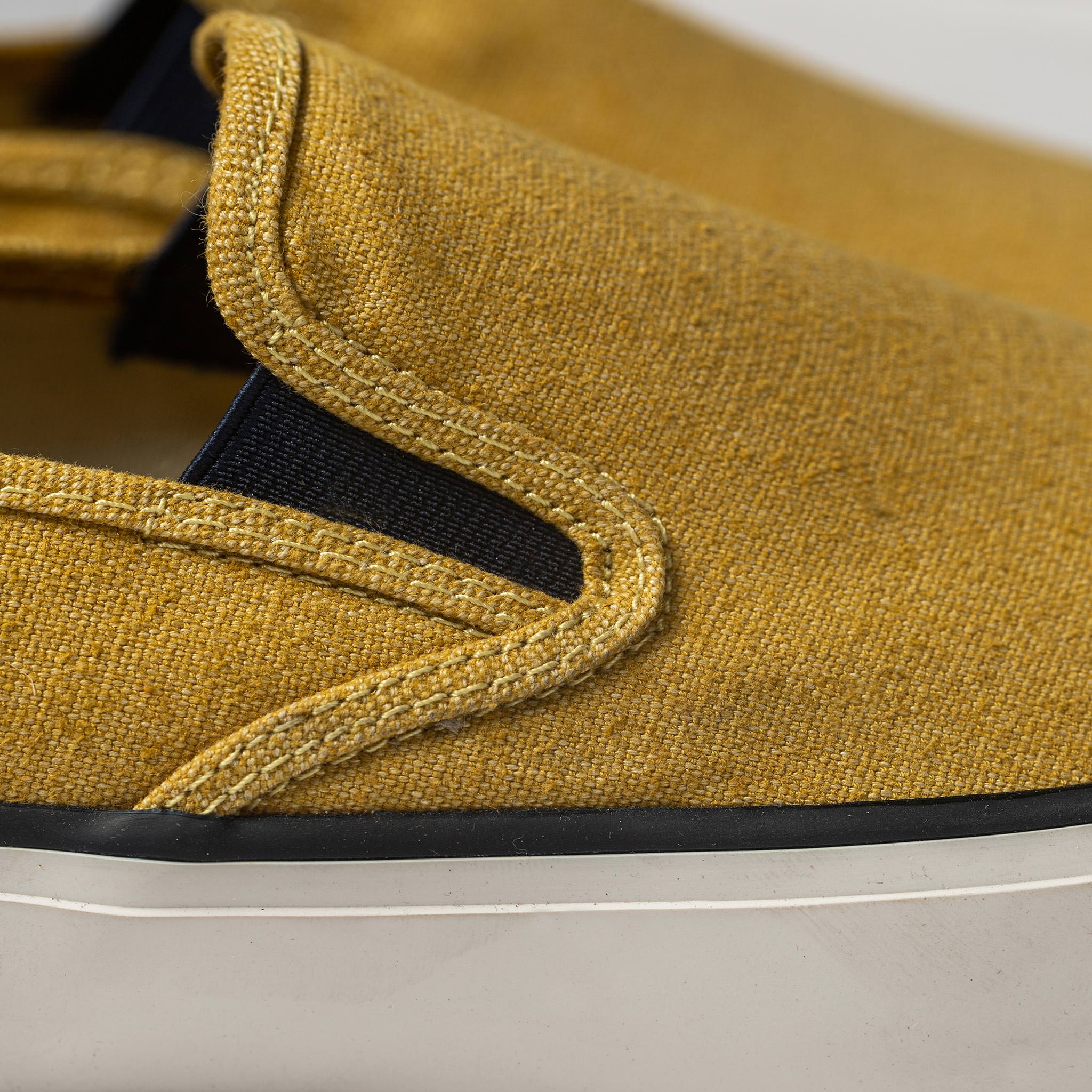 material shot of elastic and boss duck, Footwear by Taylor Stitch