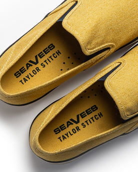 material shot of seavees x taylor stitch logo, Footwear by Taylor Stitch