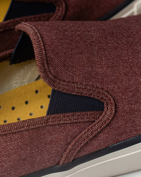 material shot of elastic and boss duck, Footwear by Taylor Stitch