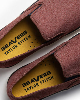 material shot of seavees x taylor stitch logo, Footwear by Taylor Stitch