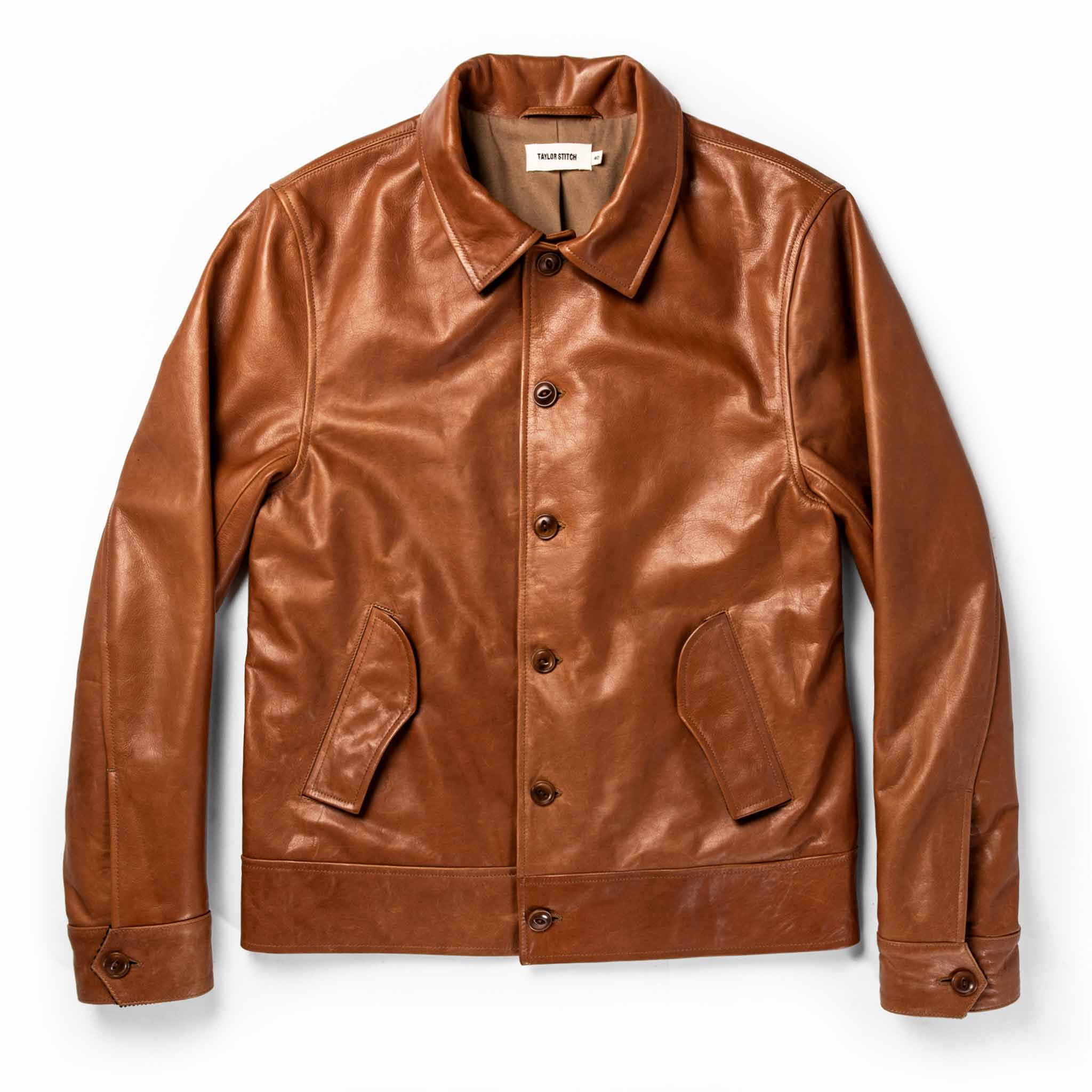 flatlay of The Cuyama Jacket in Cognac, Outerwear by Taylor Stitch