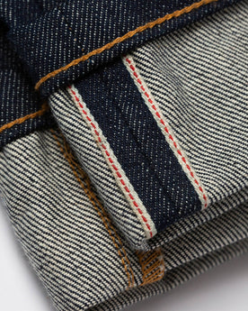 material shot of selvage detailing on cuff, Denim by Taylor Stitch