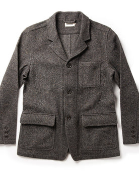 flatlay of The Gibson Jacket in Charcoal Birdseye Wool, Outerwear by Taylor Stitch