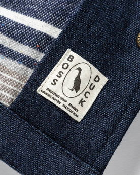 material shot of boss duck logo, Outerwear by Taylor Stitch