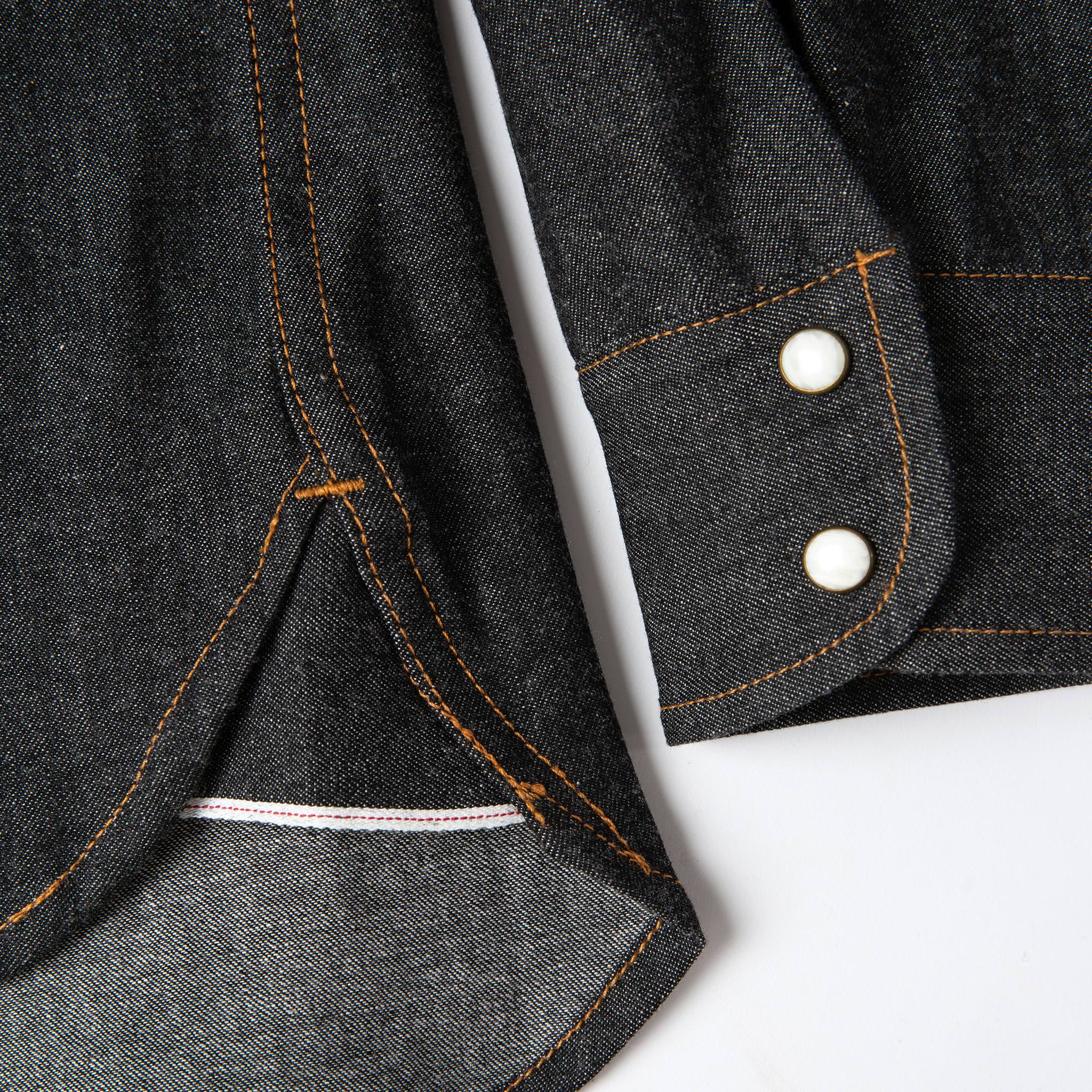 material shot of wrist snaps and selvage detailing, Wovens by Taylor Stitch