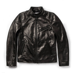 The Band Collar Moto Jacket in Black Steerhide - featured image