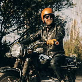 The Band Collar Moto Jacket in Black Steerhide - featured image