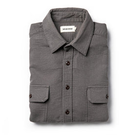 flatlay of The Corso Shirt in Charcoal Double Cloth from the front folded up