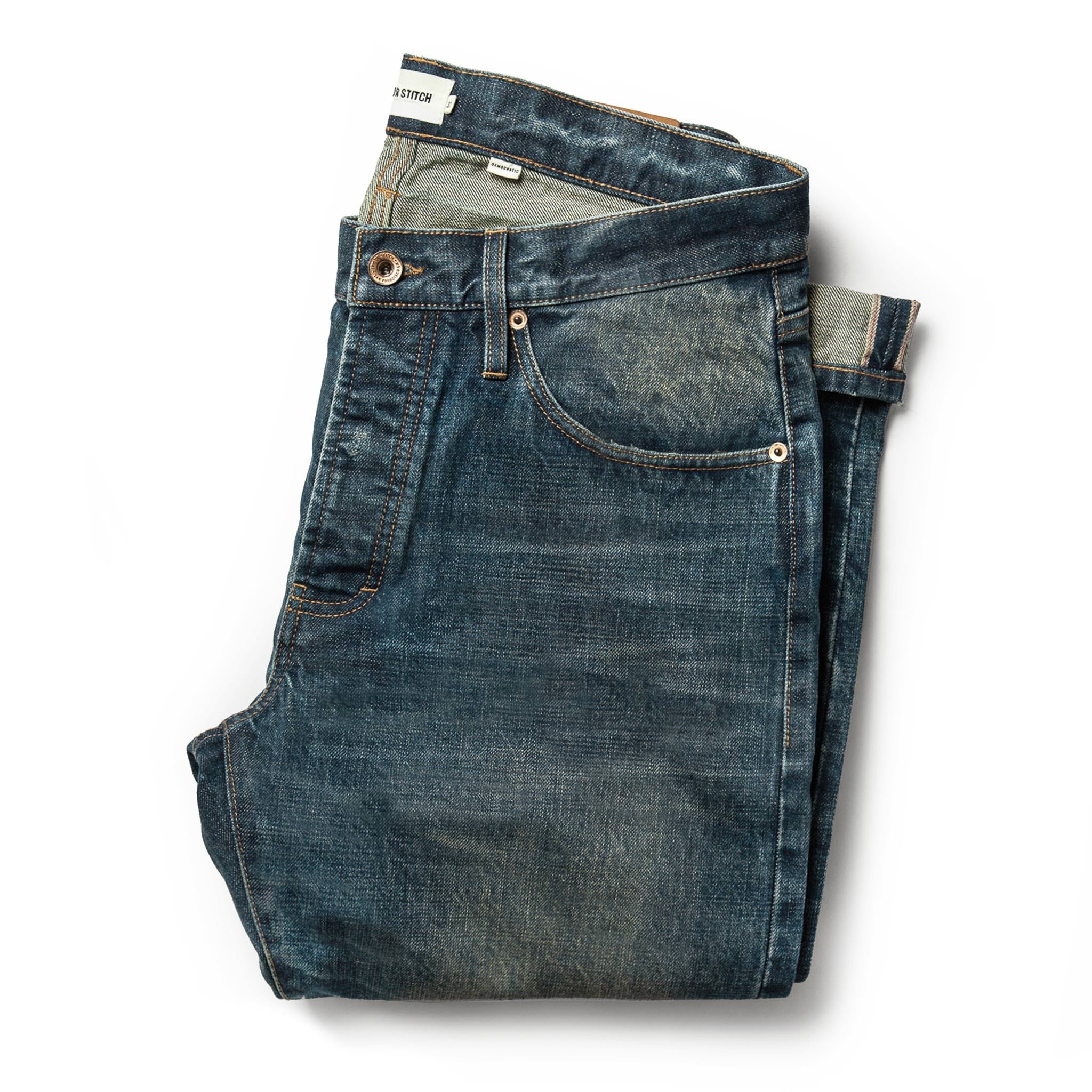 The Democratic Jean in Organic Selvage 12-month Wash: Featured Image, Bottoms by Taylor Stitch