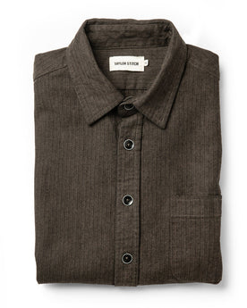 The Mechanic Shirt in Dark Olive Herringbone: Featured Image, Wovens by Taylor Stitch