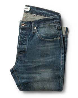 The Slim Jean in Organic Selvage 12-month Wash: Featured Image, Bottoms by Taylor Stitch