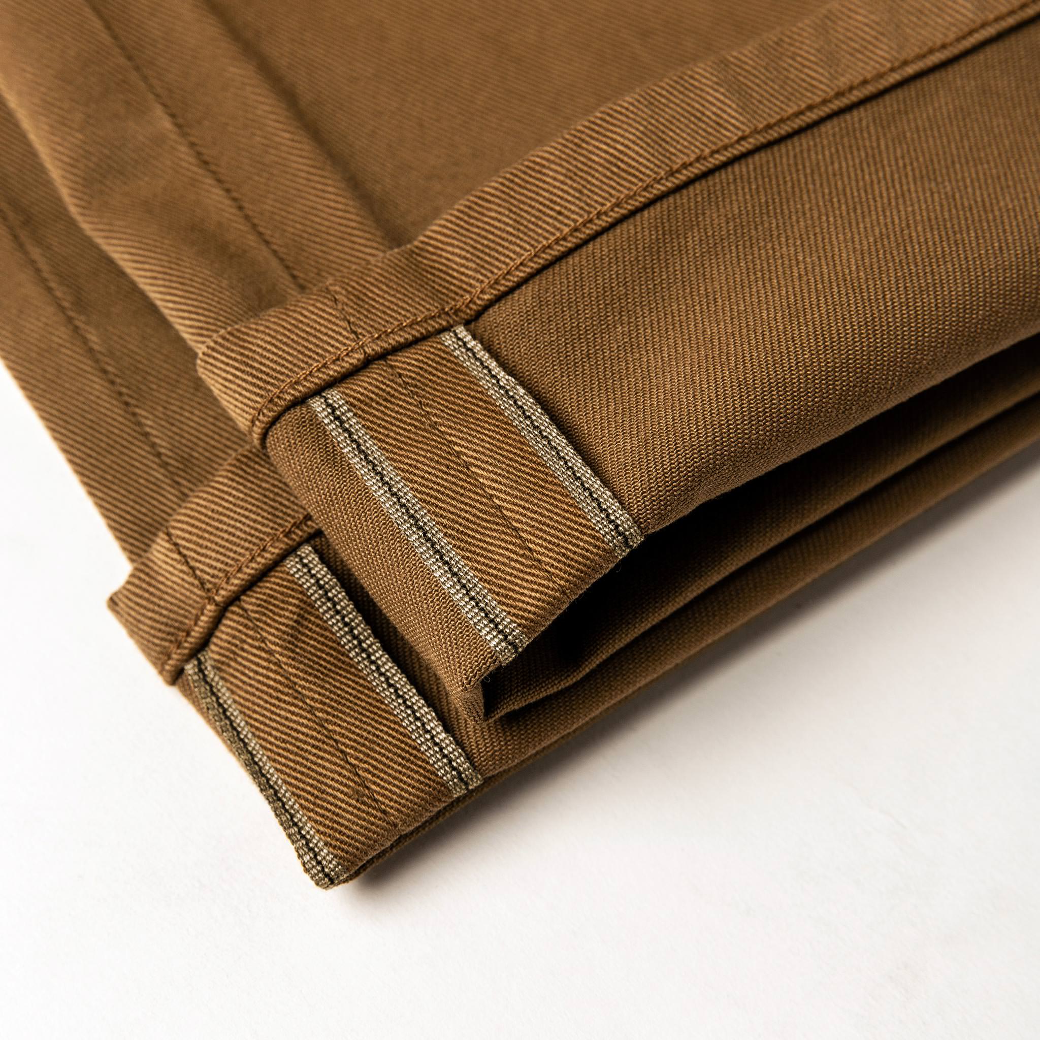 material shot of selvage detailing on cuff, Bottoms by Taylor Stitch