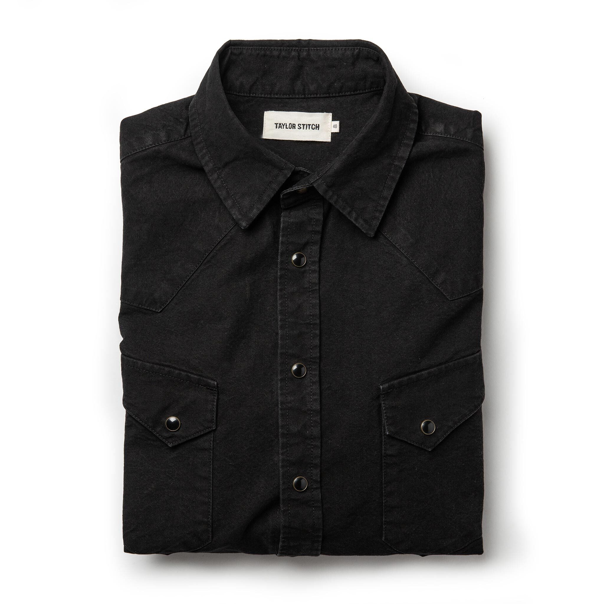 The Western Shirt in Washed Black Selvage Chambray: Featured Image, Wovens by Taylor Stitch